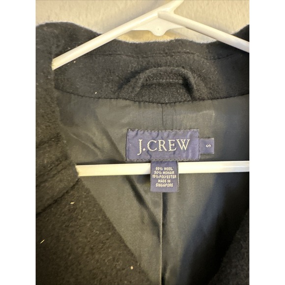 J. Crew Black Wool Mohair Thick Double Breasted Peacoat, Size Small S - Picture 5 of 13